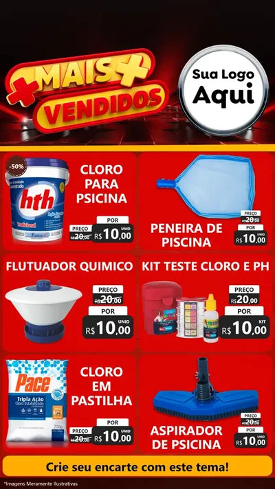 Modelo de Rede Social para Stories com o tema Mais Vendidos para Produtos para Piscina