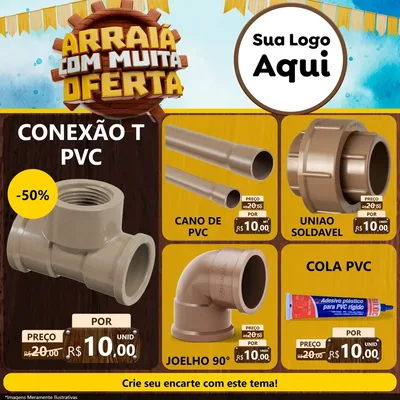 Modelo de Rede Social para Feed Facebook com o tema Ofertas de São João - Junina para Tubos e conexões