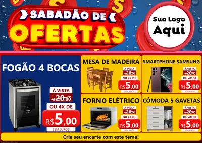 Modelo de Encarte para Encarte A4 Horizontal com o tema Sabadão de Ofertas para Móveis e Eletro