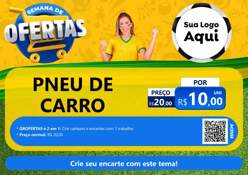 Modelo de Cartaz para Cartaz A4 Horizontal com o tema Semana de Ofertas - Copa para Auto peças