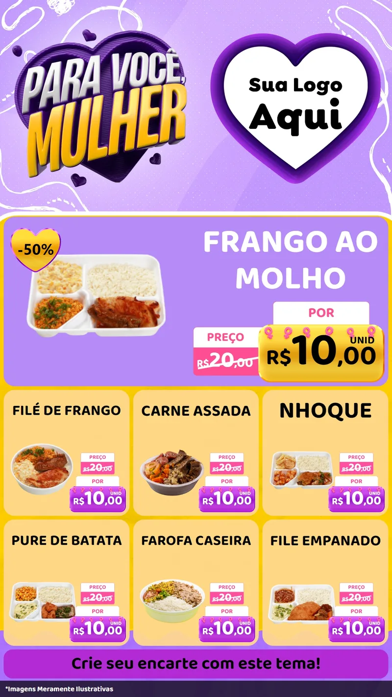 Modelo de Rede Social para Stories com o tema Para Você, Mulher para Restaurante