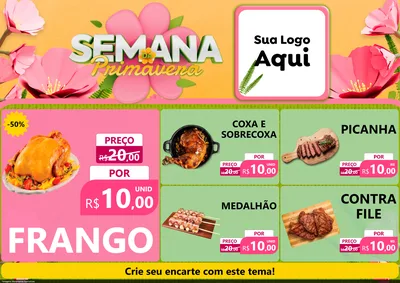 Modelo de Encarte para Encarte A4 Horizontal com o tema Semana da Primavera para Assados