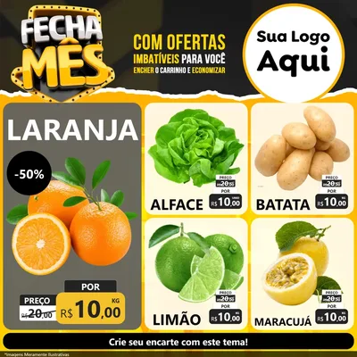 Modelo de Rede Social para Feed Facebook com o tema Fecha Mês para Hortifrúti
