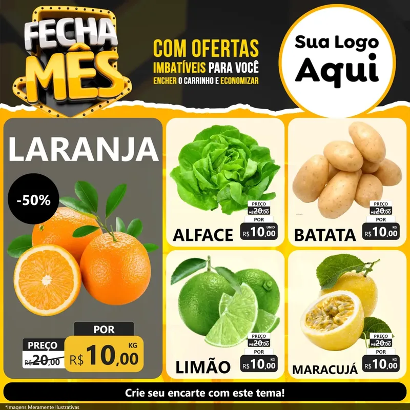 Modelo de Rede Social para Feed Facebook com o tema Fecha Mês para Hortifrúti