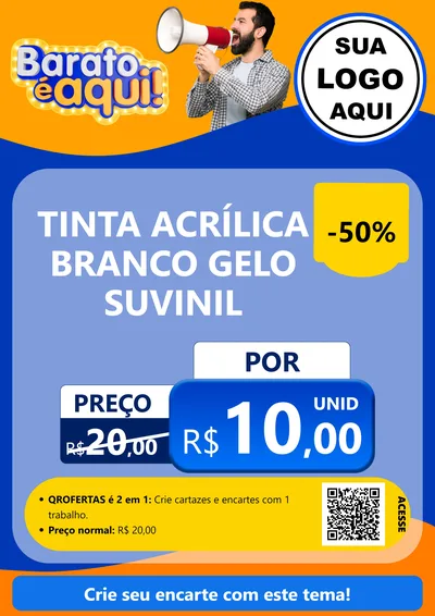 Modelo de Cartaz para Cartaz A4 Vertical com o tema Barato é aqui para Tintas e Ferramentas