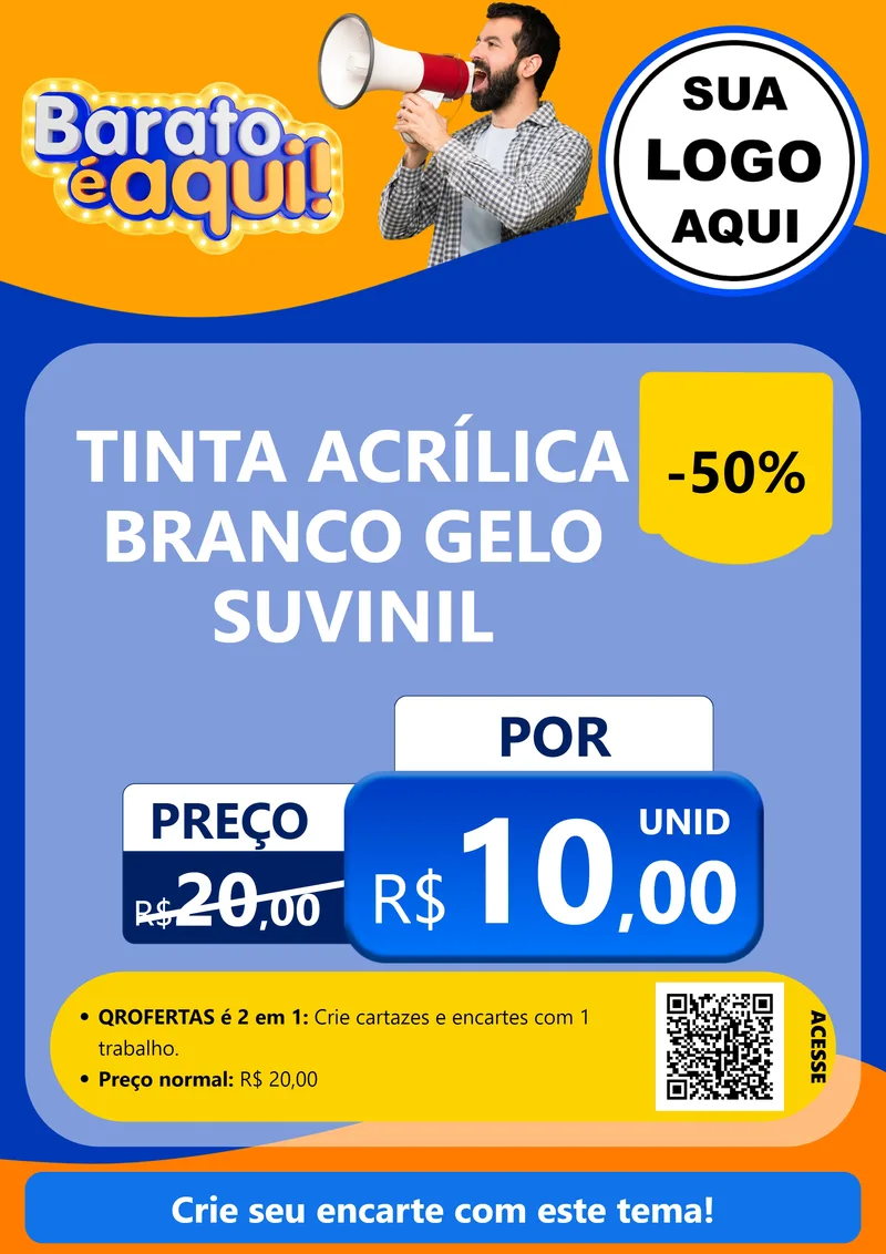 Modelo de Cartaz para Cartaz A4 Vertical com o tema Barato é aqui para Tintas e Ferramentas