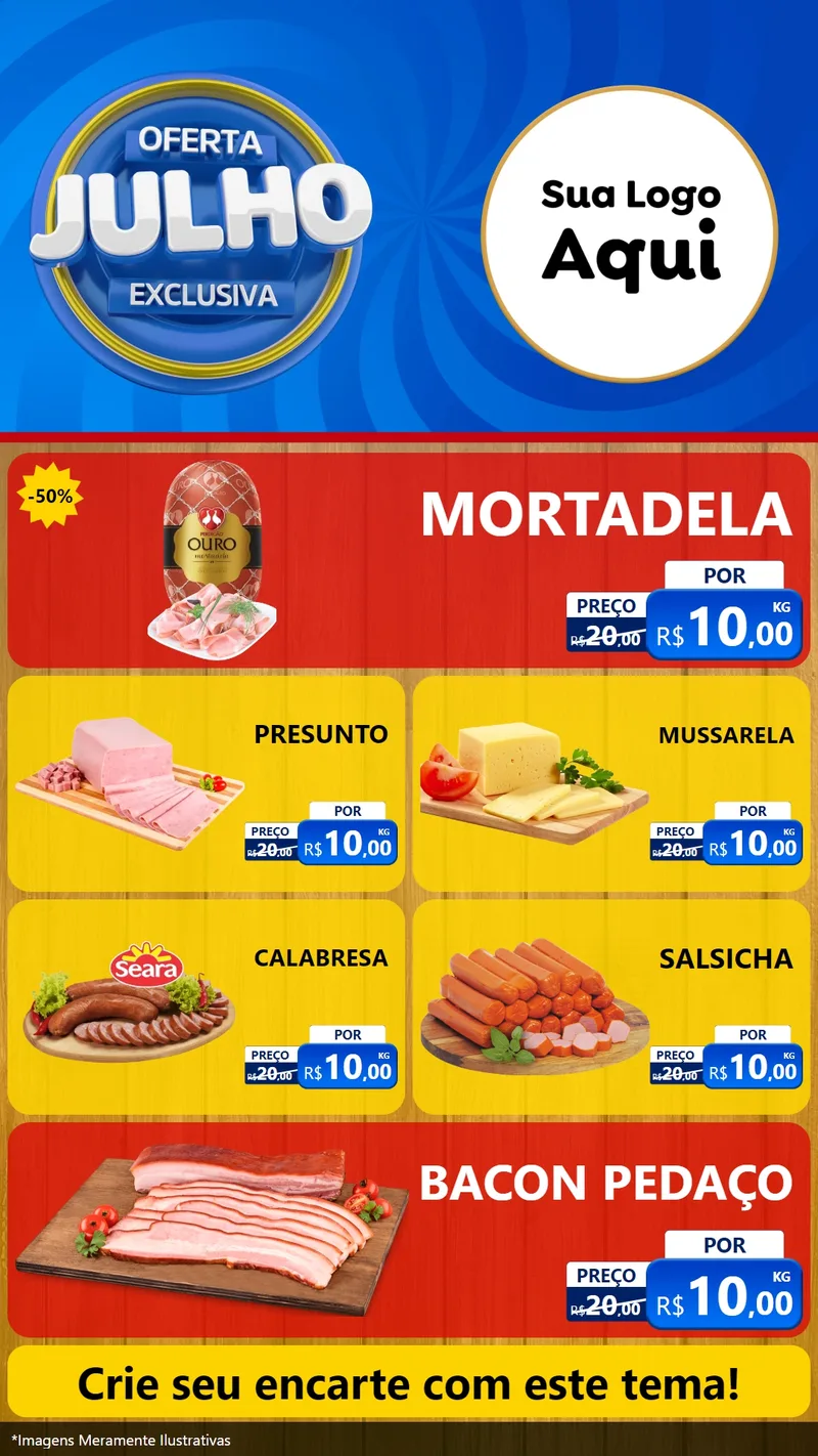 Modelo de TV para TV Vertical com o tema Oferta Exclusiva, Julho para Frios e Laticínios