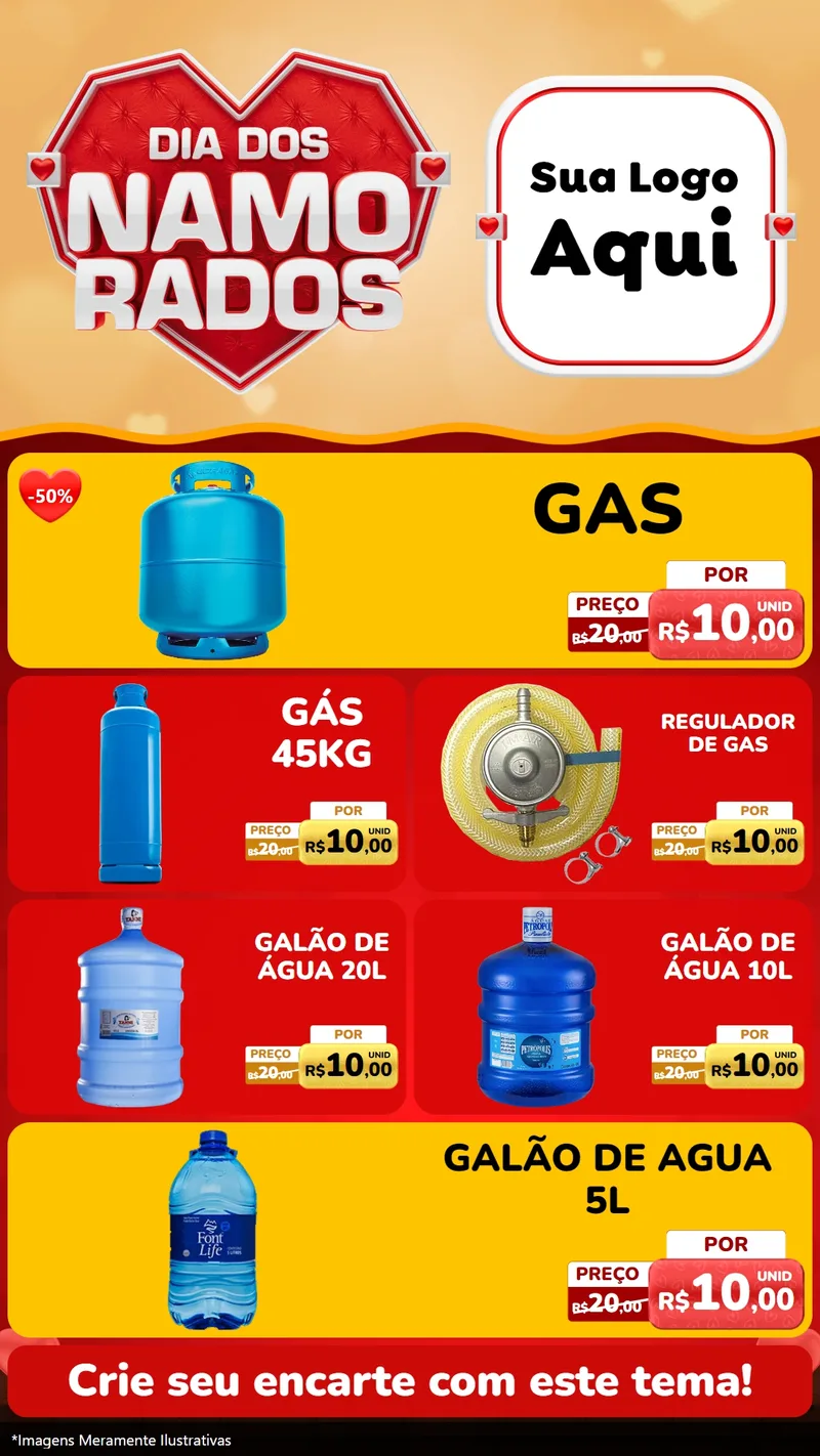 Modelo de TV para TV Vertical com o tema Dia dos Namorados para Água e gás