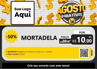 Modelo de Cartaz para Cartaz A4 Horizontal com o tema Agosto imbatível para Frios e Laticínios