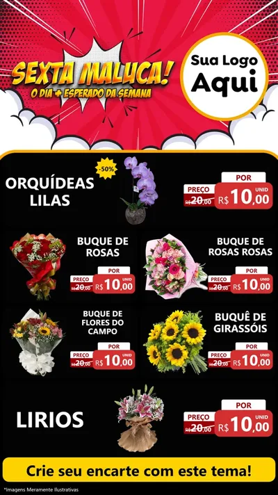Modelo de TV para TV Vertical com o tema Sexta Maluca! para Floricultura e jardim