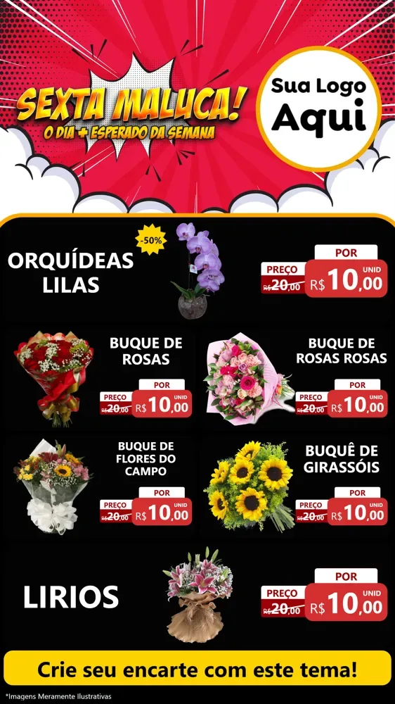 Modelo de TV para TV Vertical com o tema Sexta Maluca! para Floricultura e jardim