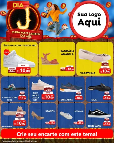 Modelo de Rede Social para Feed Instagram com o tema Dia J - O Dia Mais Barato Do Mês para Calçados