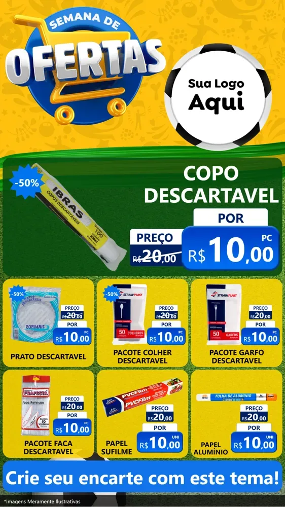 Modelo de Rede Social para Stories com o tema Semana de Ofertas - Copa para Embalagens