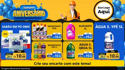 Modelo de TV para TV Horizontal com o tema Semana de Aniversário para Produtos de Limpeza