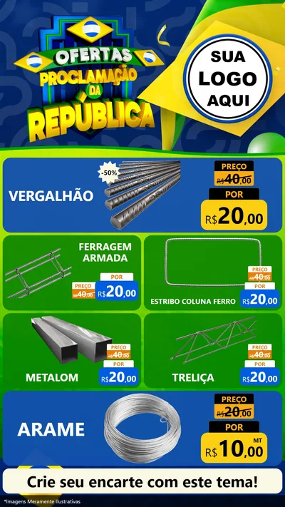 Modelo de TV para TV Vertical com o tema Ofertas Proclamação da República para Ferragens