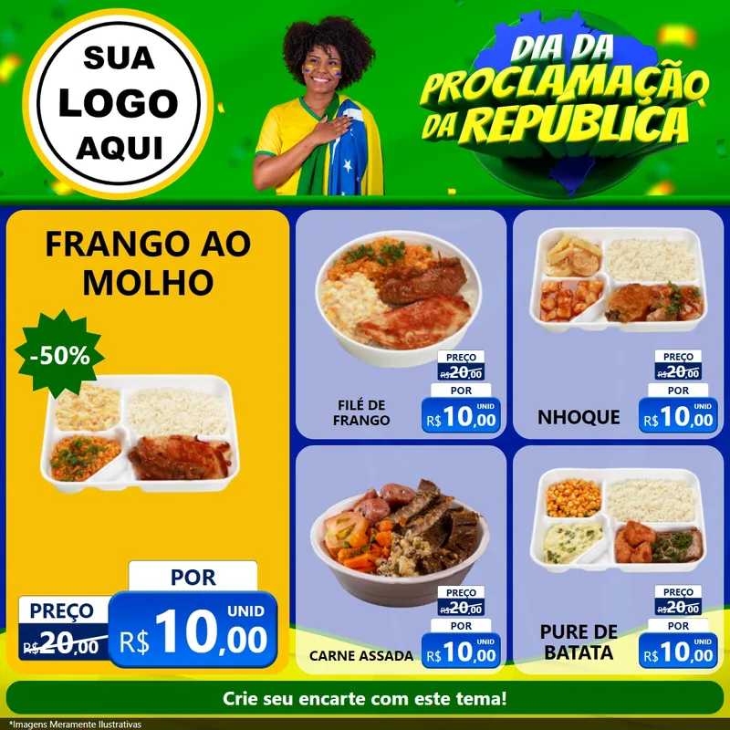 Modelo de Rede Social para Feed Facebook com o tema Dia Da Proclamação Da República para Restaurante