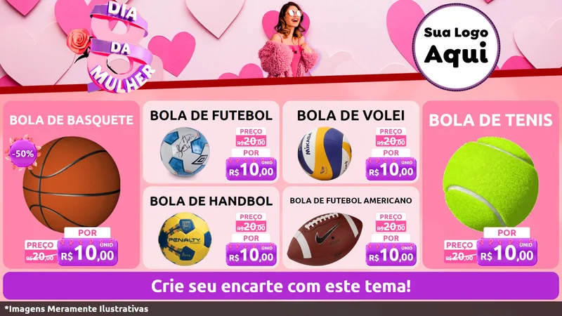 Modelo de TV para TV Horizontal com o tema Dia da Mulher para Artigos Esportivos
