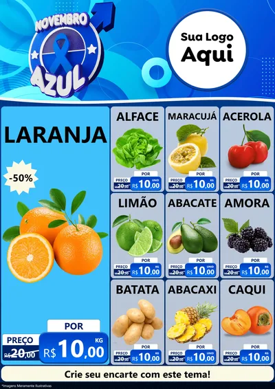 Modelo de Encarte para Encarte A4 Vertical com o tema Novembro Azul para Hortifrúti
