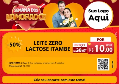 Modelo de Cartaz para Cartaz A4 Horizontal com o tema Semana dos Namorados para Frios e Laticínios