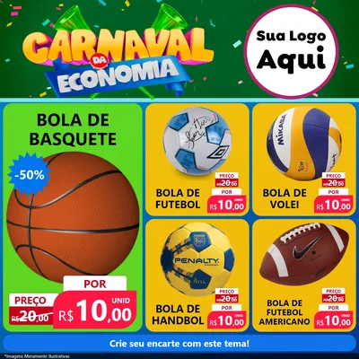 Modelo de Rede Social para Feed Facebook com o tema Carnaval da Economia para Artigos Esportivos