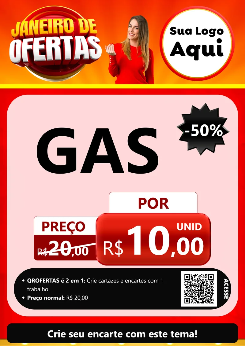 Modelo de Cartaz para Cartaz A4 Vertical com o tema Janeiro de Ofertas para Água e gás