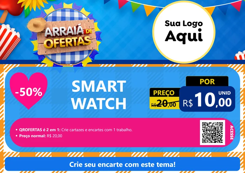 Modelo de Cartaz para Cartaz A4 Horizontal com o tema Arraiá de Ofertas para Informática