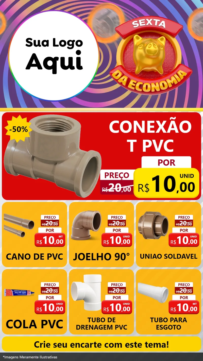 Modelo de Rede Social para Stories com o tema Sexta da Economia para Tubos e conexões