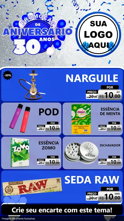 Modelo de TV para TV Vertical com o tema Promoção de Aniversário - 30 Anos para Tabacaria