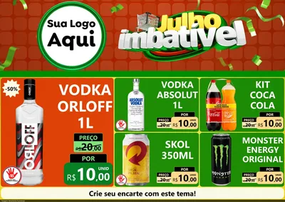 Modelo de Encarte para Encarte A4 Horizontal com o tema Julho Imbatível para Distribuidora de bebidas