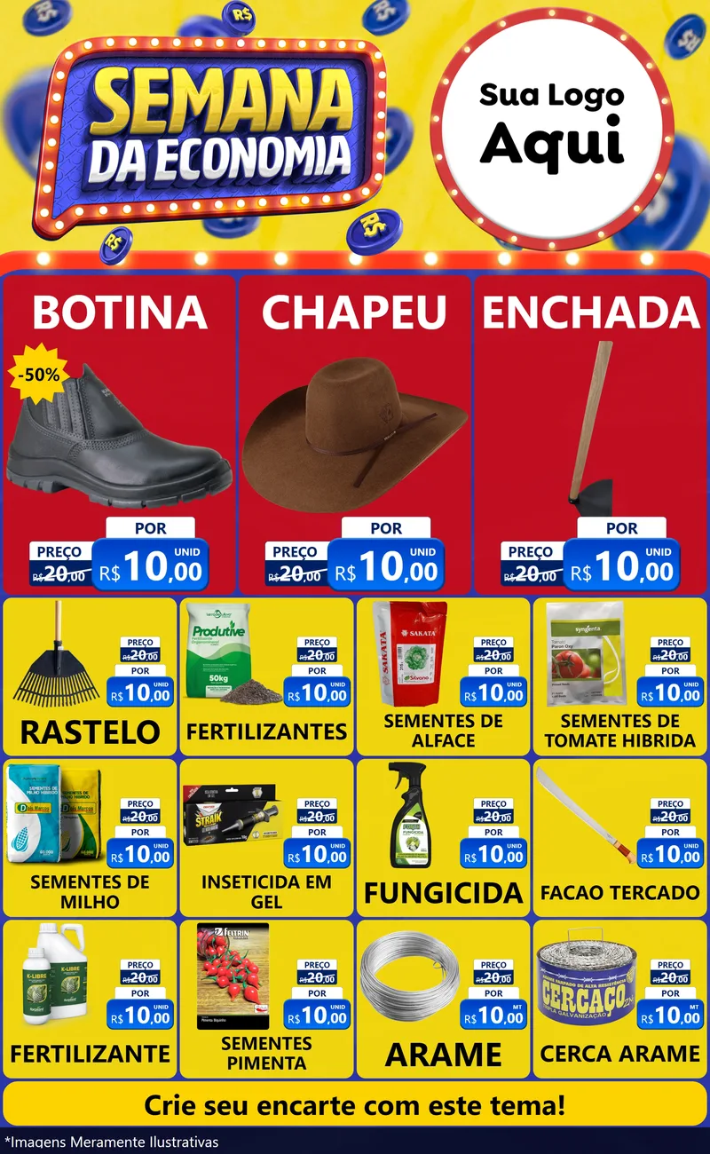 Modelo de Encarte para Encarte Grande com o tema Semana da Economia para Agropecuária