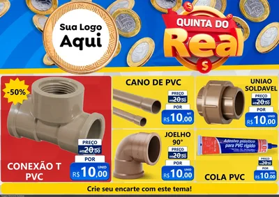 Modelo de Encarte para Encarte A4 Horizontal com o tema Quinta do Real para Tubos e conexões