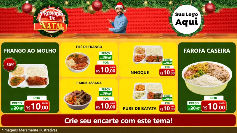 Modelo de TV para TV Horizontal com o tema Promoção de Natal para Restaurante