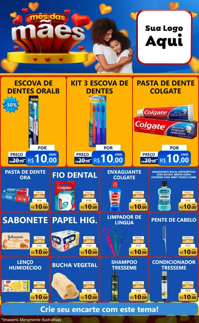 Modelo de Encarte para Encarte Grande com o tema Mês das Mães para Higiene Pessoal