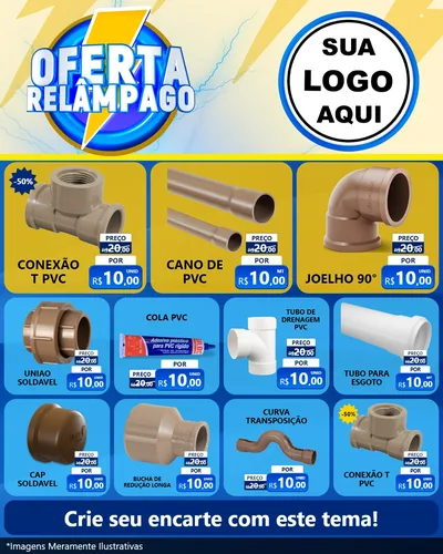 Modelo de Rede Social para Feed Instagram com o tema Oferta Relâmpago para Tubos e conexões