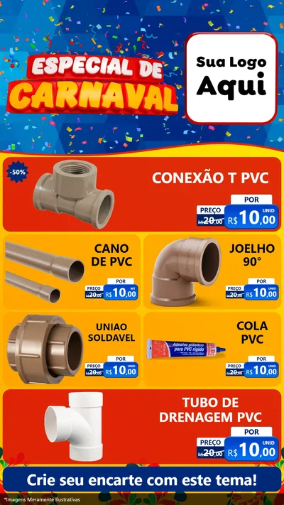 Modelo de TV para TV Vertical com o tema Especial de Carnaval para Tubos e conexões