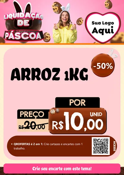 Modelo de Cartaz para Cartaz A4 Vertical com o tema Liquidação de Páscoa para Supermercado