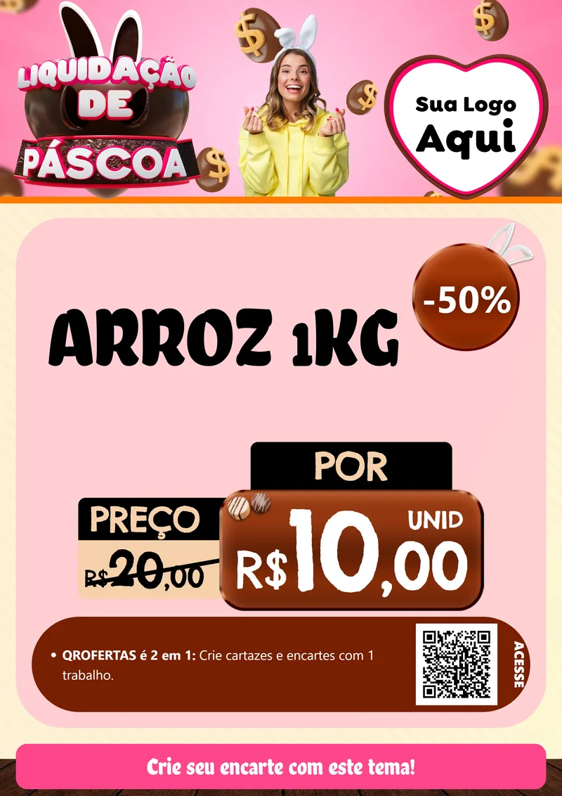 Modelo de Cartaz para Cartaz A4 Vertical com o tema Liquidação de Páscoa para Supermercado