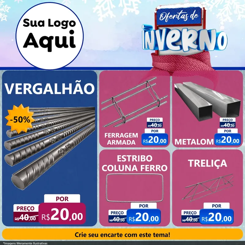 Modelo de Rede Social para Feed Facebook com o tema Ofertas de Inverno para Ferragens