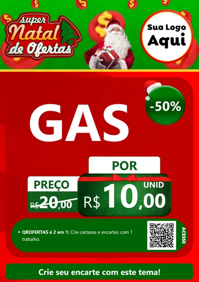 Modelo de Cartaz para Cartaz A4 Vertical com o tema Super Natal de Ofertas para Água e gás