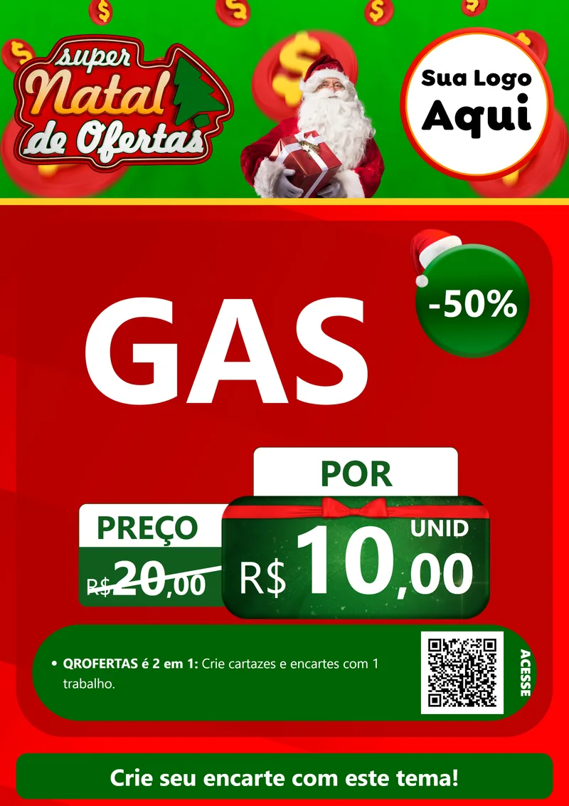 Modelo de Cartaz para Cartaz A4 Vertical com o tema Super Natal de Ofertas para Água e gás