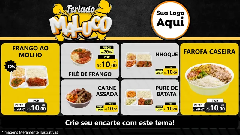 Modelo de TV para TV Horizontal com o tema Feriado Maluco para Restaurante