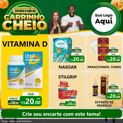 Modelo de Rede Social para Feed Facebook com o tema Carrinho Cheio para Farmácia