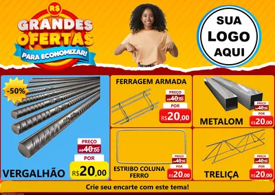 Modelo de Encarte para Encarte A4 Horizontal com o tema Grandes Ofertas Para Economizar! para Ferragens