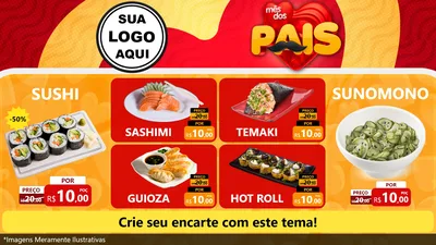 Modelo de TV para TV Horizontal com o tema Mês Dos Pais para Comida japonesa