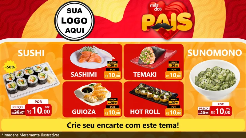 Modelo de TV para TV Horizontal com o tema Mês Dos Pais para Comida japonesa