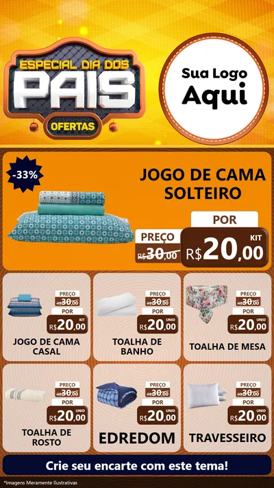 Modelo de Rede Social para Stories com o tema Especial Dia dos Pais para Cama, Mesa e Banho