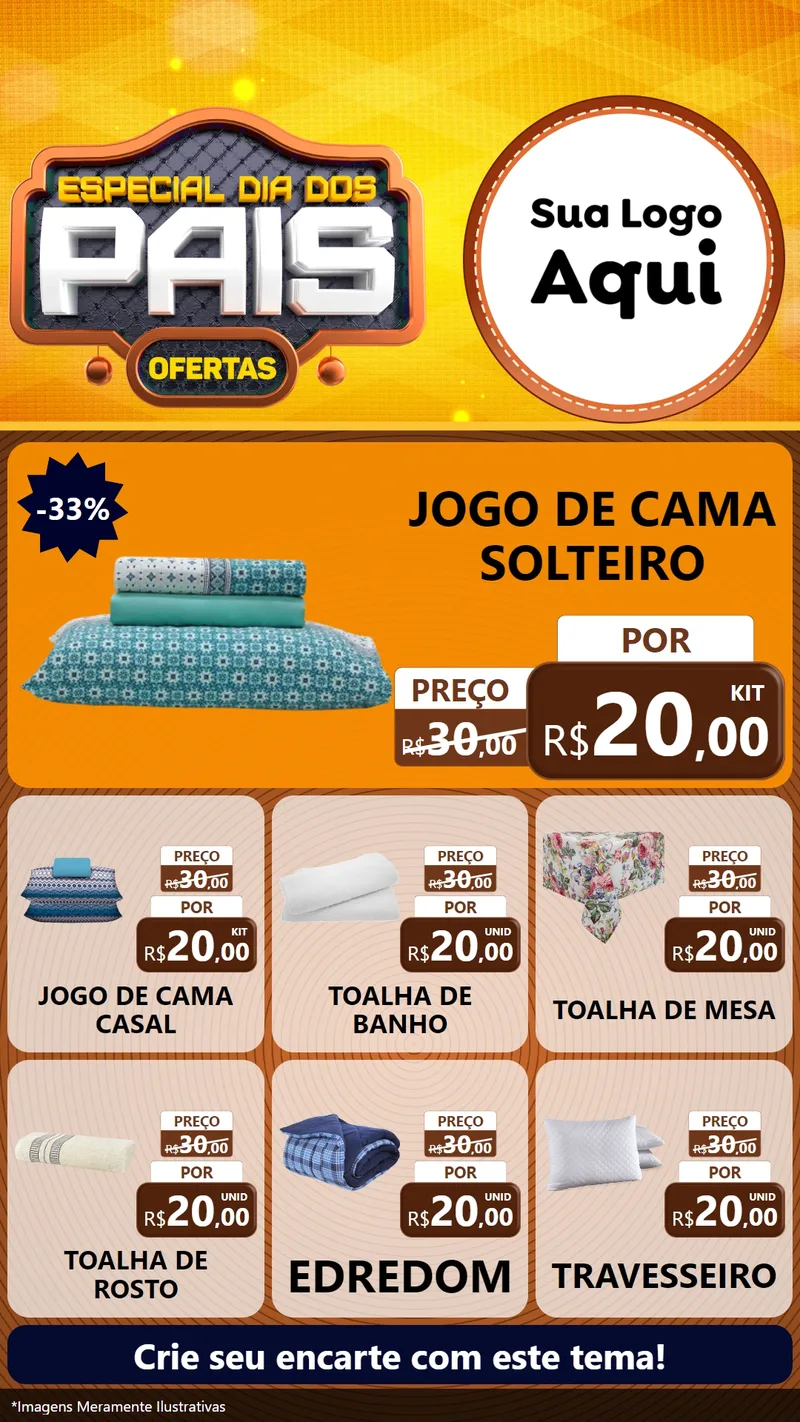 Modelo de Rede Social para Stories com o tema Especial Dia dos Pais para Cama, Mesa e Banho