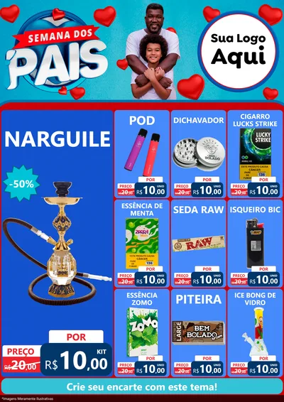 Modelo de Encarte para Encarte A4 Vertical com o tema Semana Dos Pais para Tabacaria