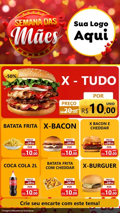 Modelo de Rede Social para Stories com o tema Semana das Mães para Hamburgueria