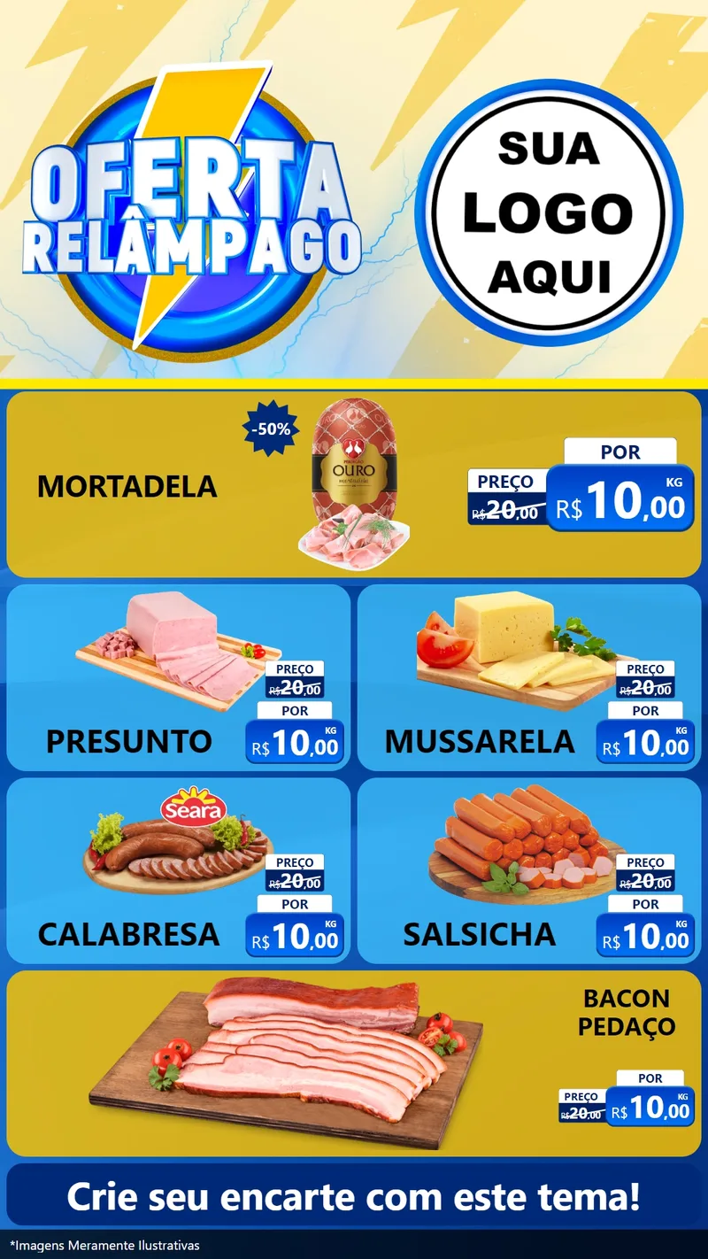 Modelo de TV para TV Vertical com o tema Oferta Relâmpago para Frios e Laticínios